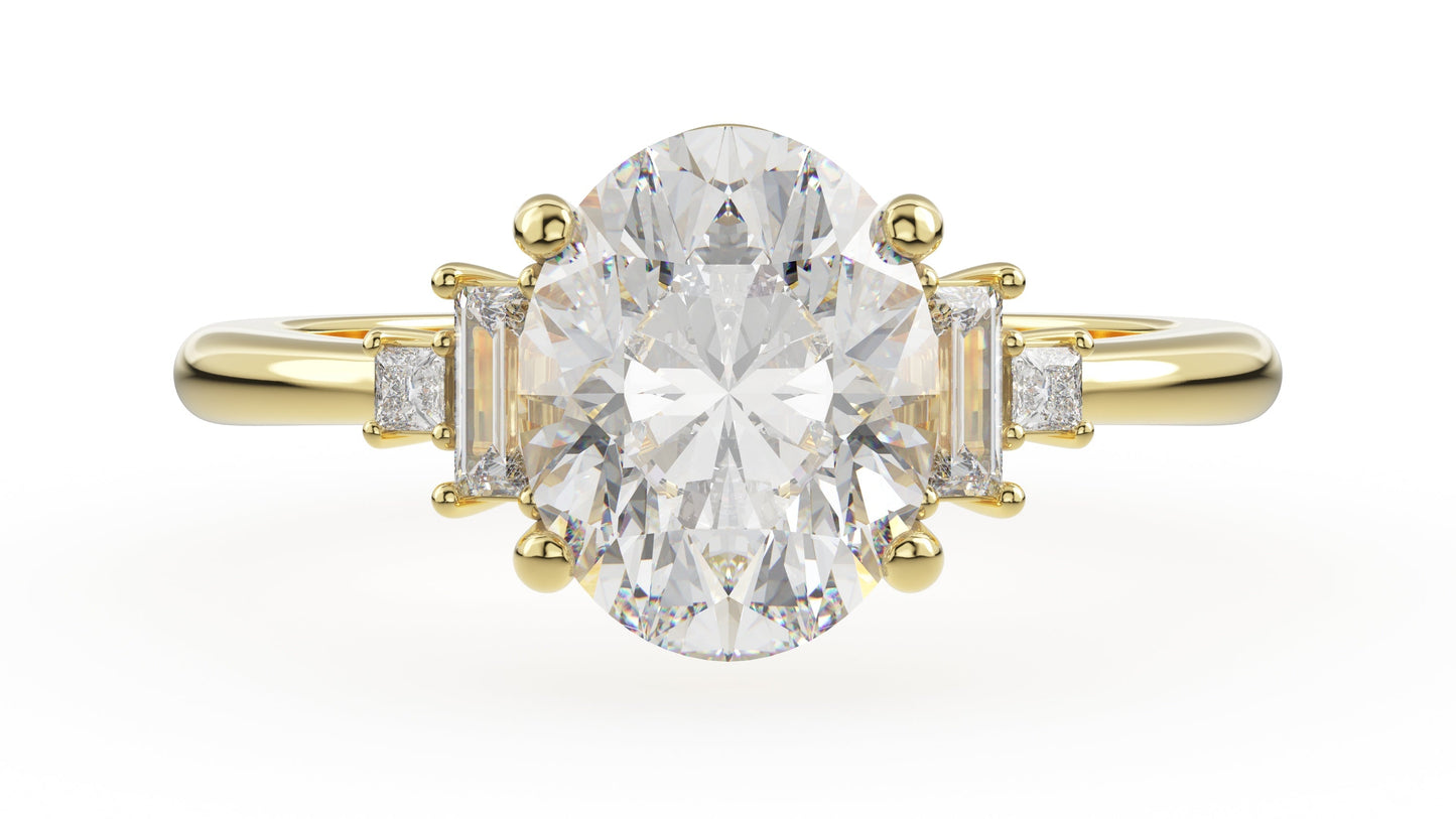Marquise Shaped Three Stone Lab Grown Diamond Engagement Ring