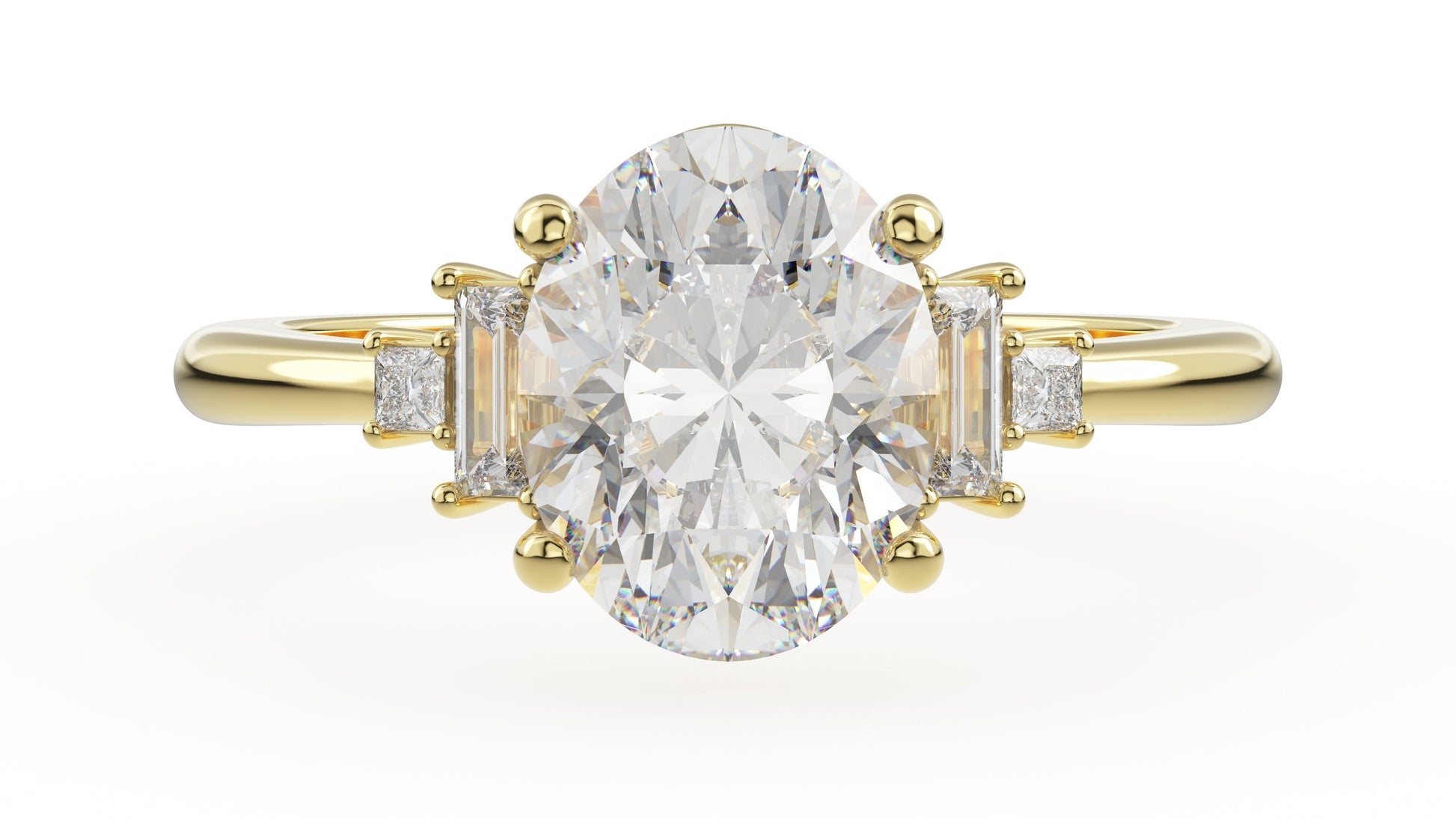 Marquise Shaped Three Stone Lab Grown Diamond Engagement Ring