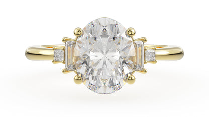 Marquise Shaped Three Stone Lab Grown Diamond Engagement Ring