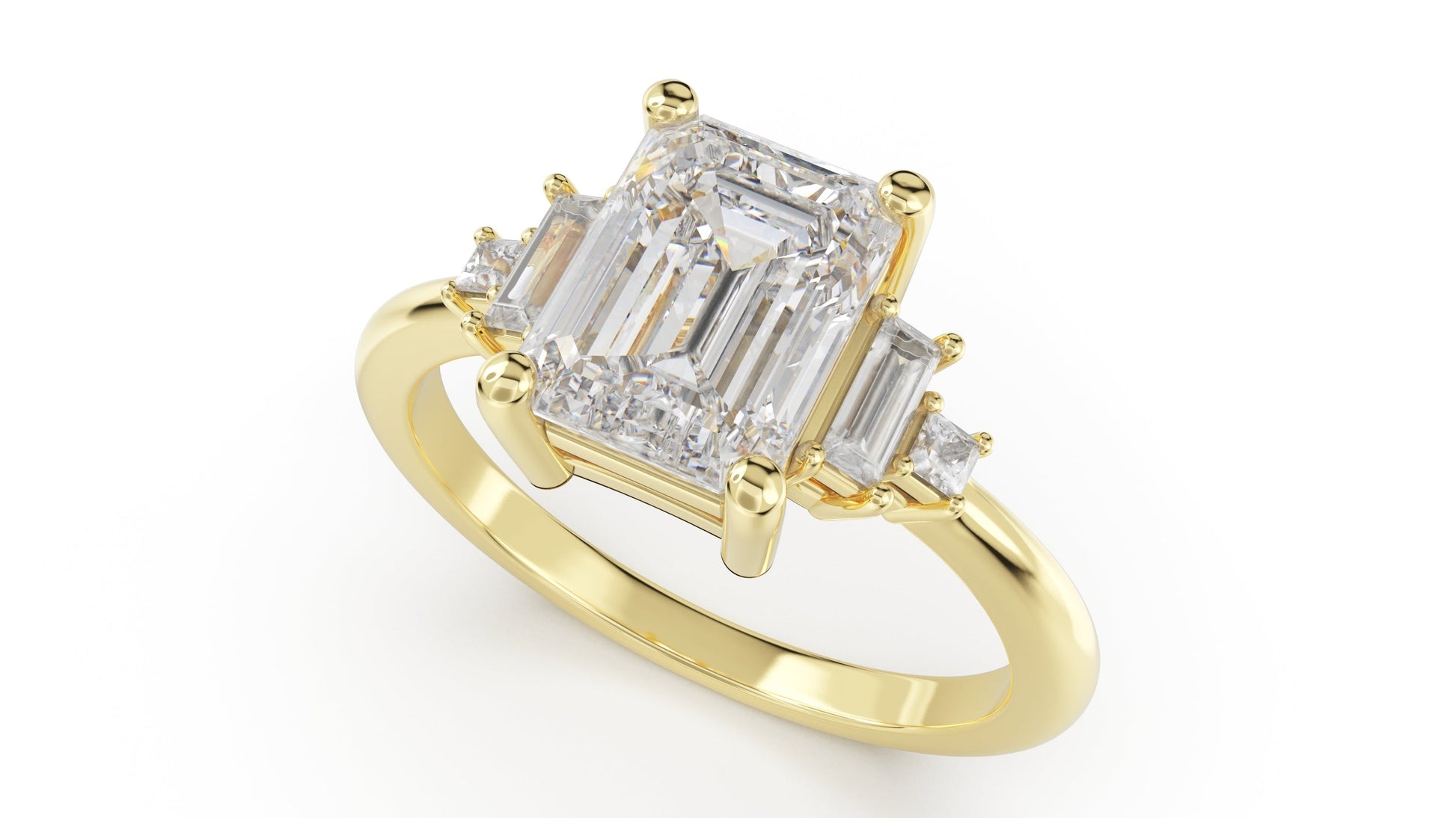 Marquise Shaped Three Stone Lab Grown Diamond Engagement Ring