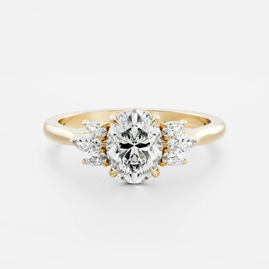 Marquise Cut Cluster Styled Lab Grown Diamond Engagement Ring