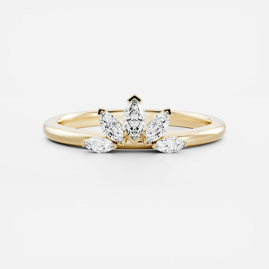 Stunning 0.10 CT Round Moissanite Stones Crown Wedding Bands