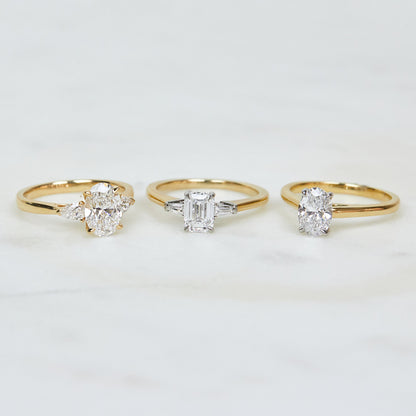 Marquise Shaped Three Stone Lab Grown Diamond Engagement Ring