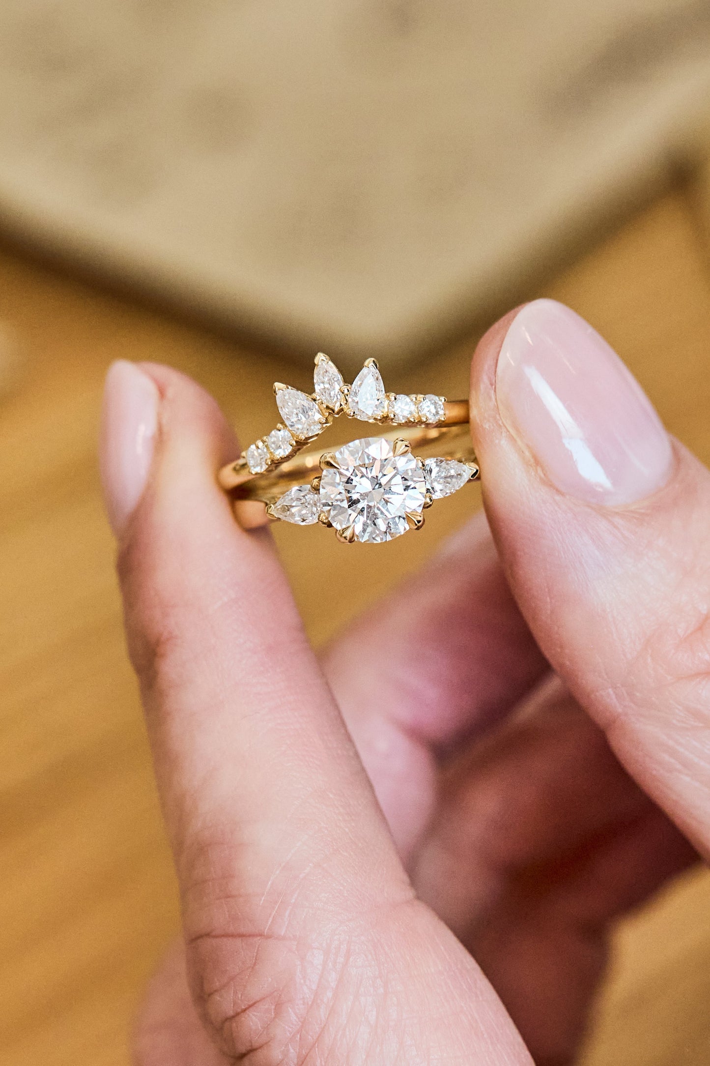 Marquise Shaped Three Stone Lab Grown Diamond Engagement Ring