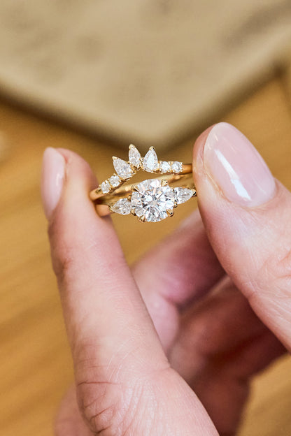 Marquise Shaped Three Stone Lab Grown Diamond Engagement Ring