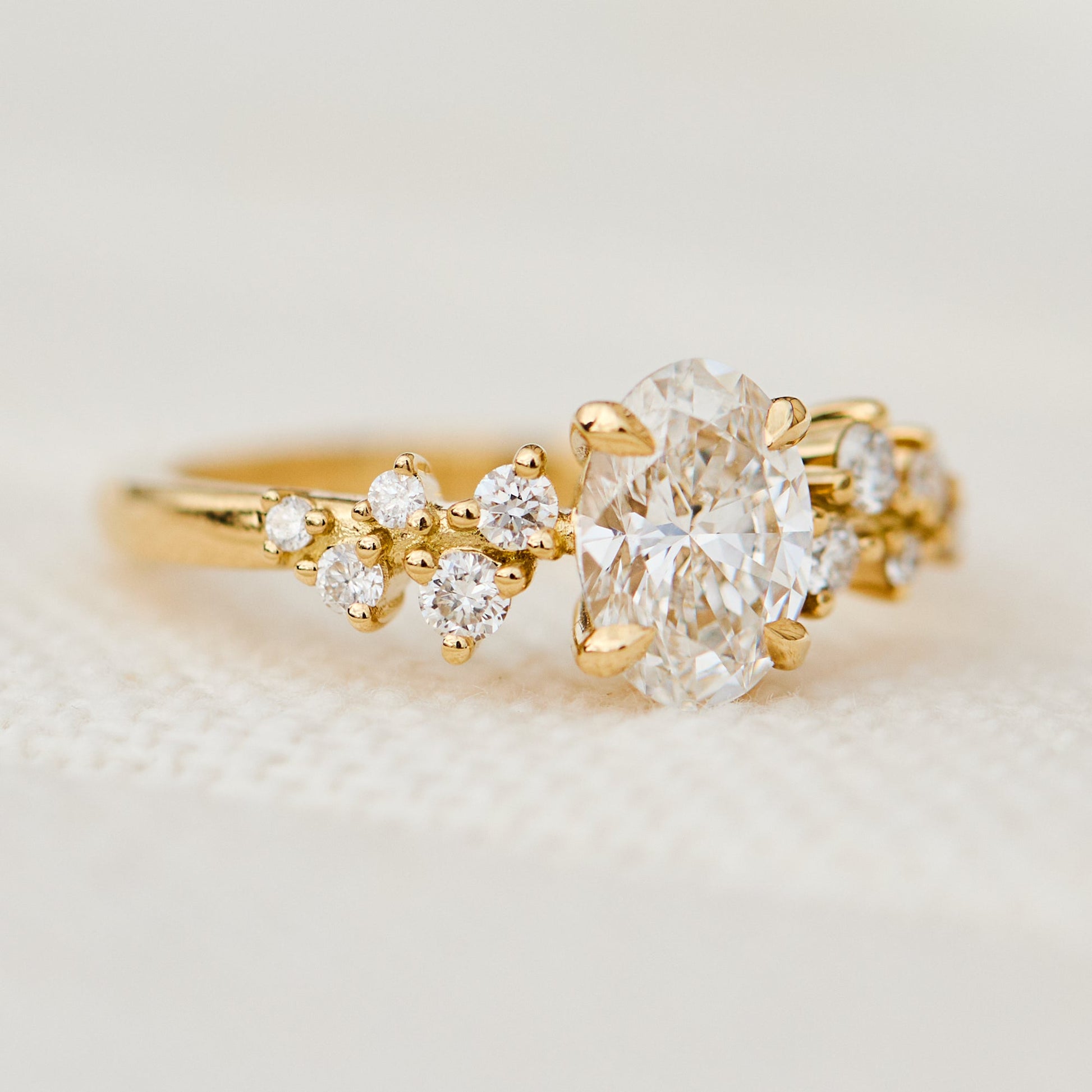 Marquise Shaped Three Stone Lab Grown Diamond Engagement Ring