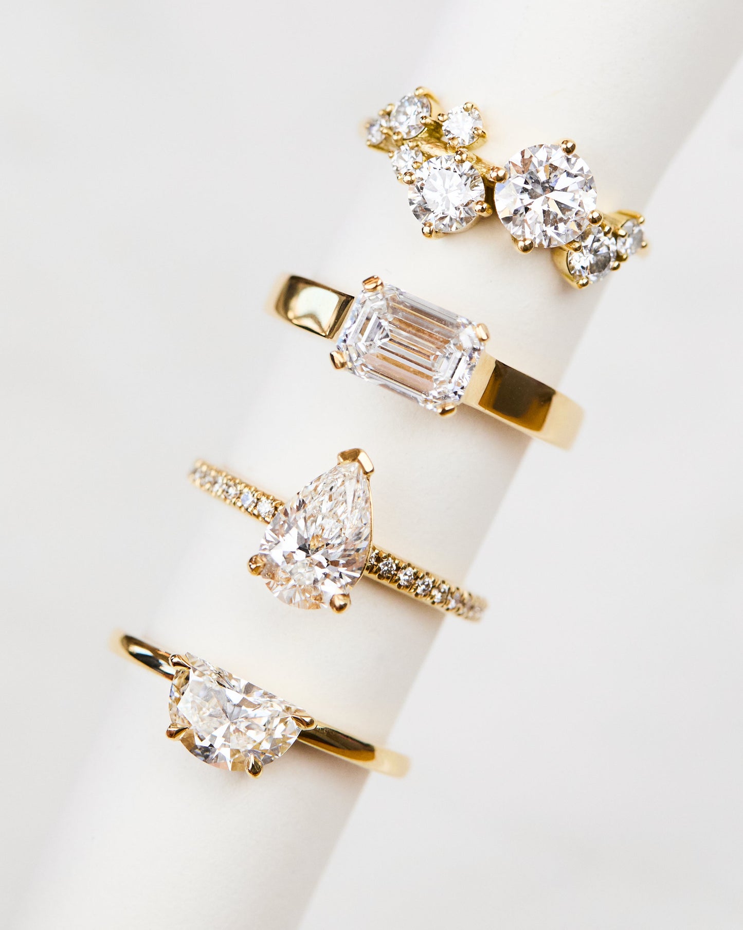 Marquise Shaped Three Stone Lab Grown Diamond Engagement Ring