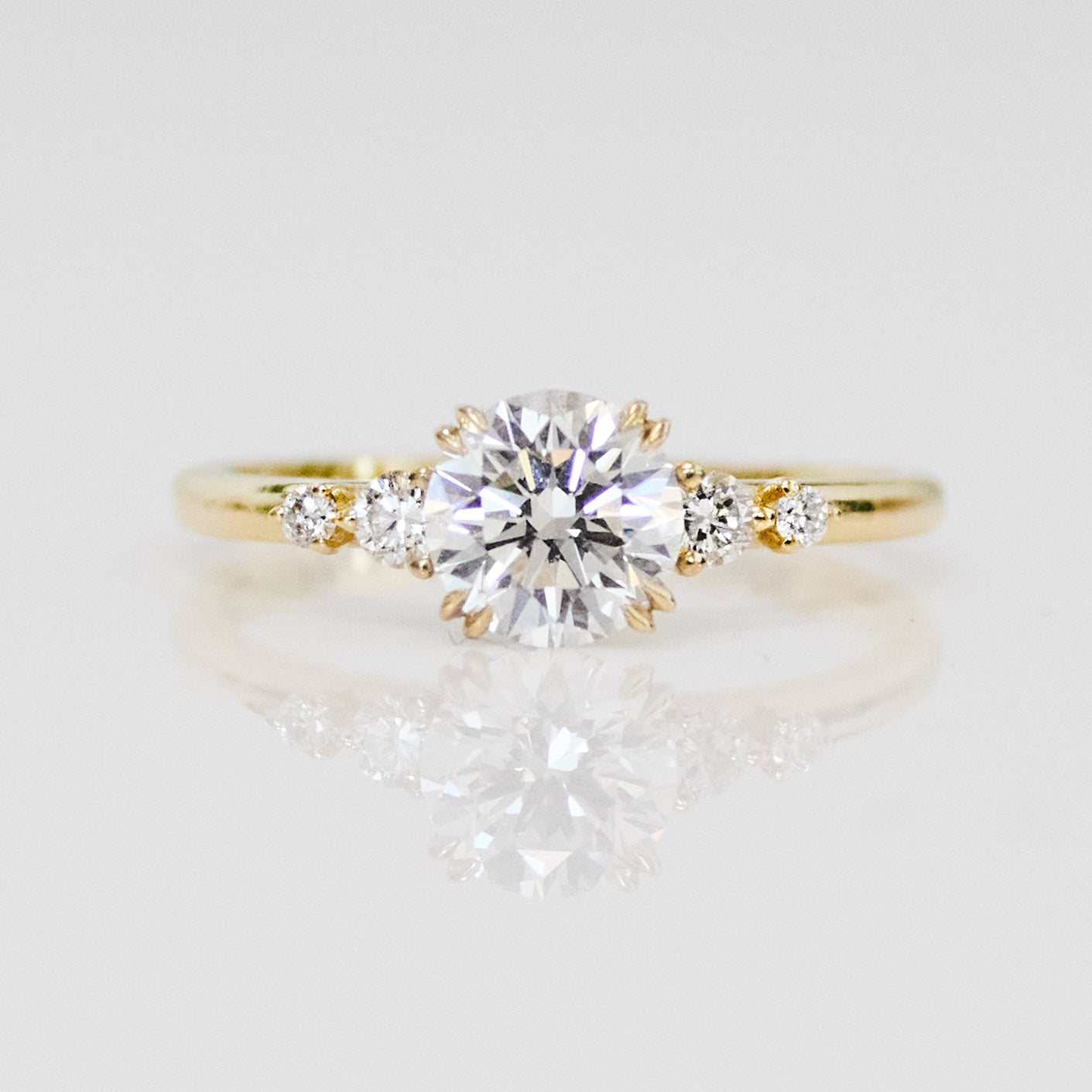 Marquise Shaped Three Stone Lab Grown Diamond Engagement Ring