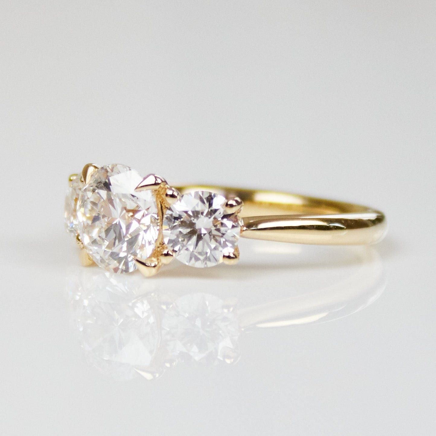 Marquise Shaped Three Stone Lab Grown Diamond Engagement Ring