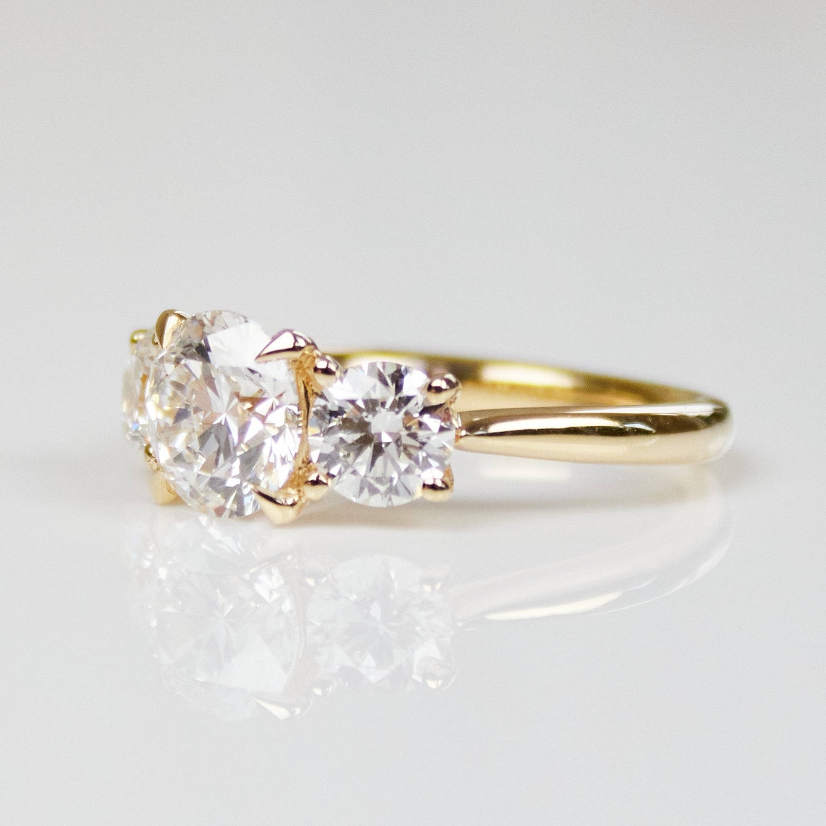 Marquise Shaped Three Stone Lab Grown Diamond Engagement Ring
