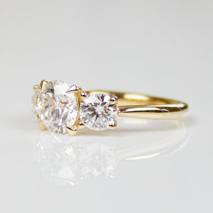 Marquise Shaped Three Stone Lab Grown Diamond Engagement Ring