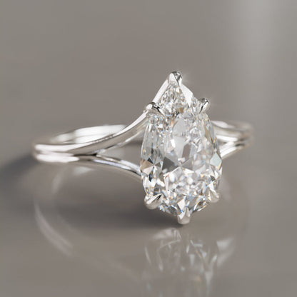Marquise Shaped Three Stone Lab Grown Diamond Engagement Ring