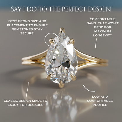 Marquise Shaped Three Stone Lab Grown Diamond Engagement Ring