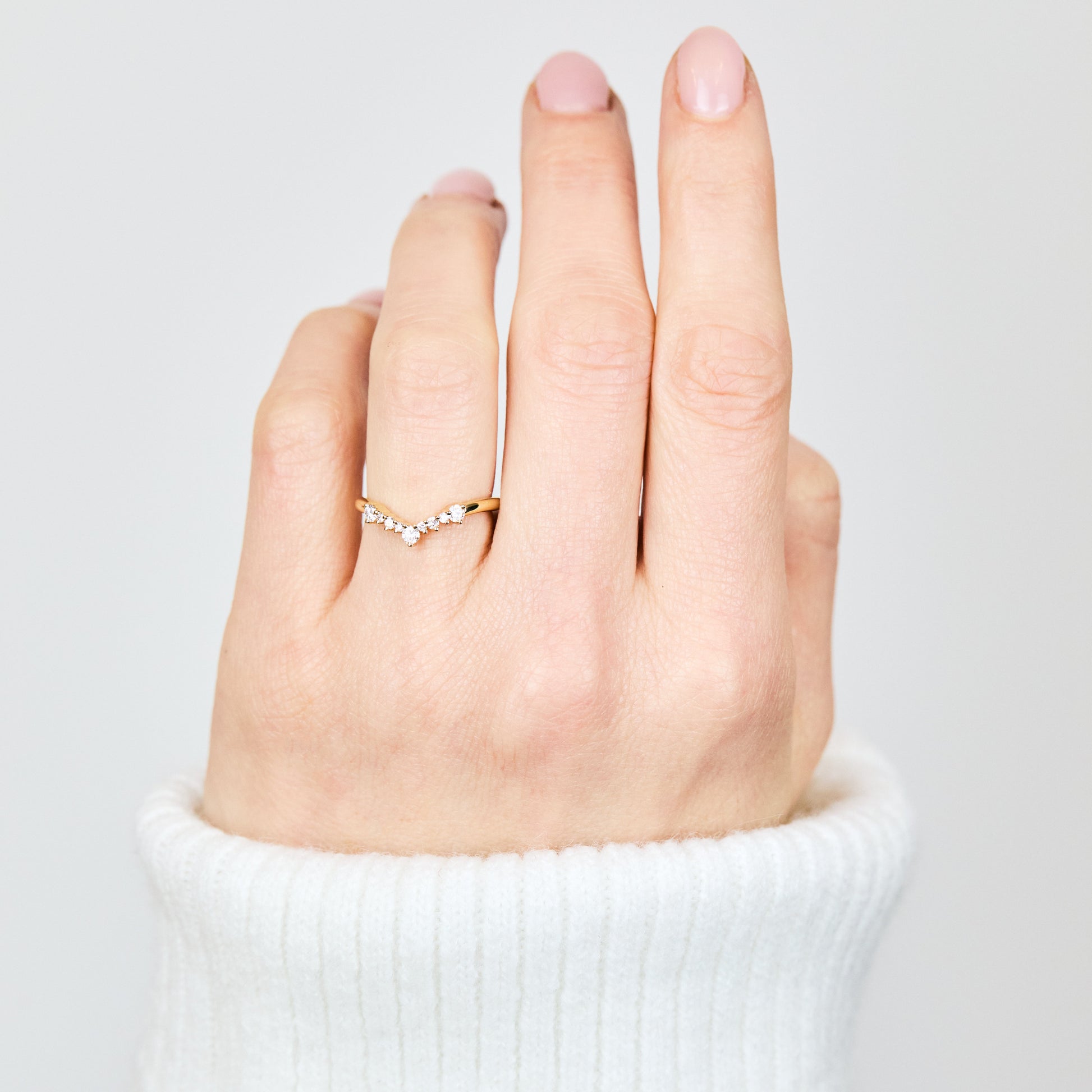 0.25 TCW Round Shaped Half Eternity Lab Grown Diamond Wedding Band